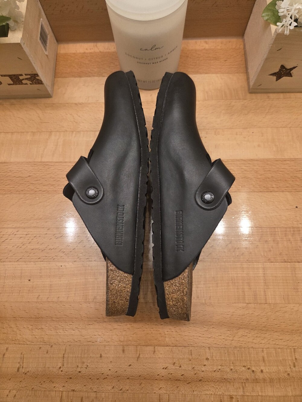 Birkenstock Boston Clogs Black Smooth Leather Womens Size 41 - Picture 9 of 11